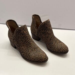 Lucky Brand Women’s Leopard Print Cutout Ankle Booties - Brown